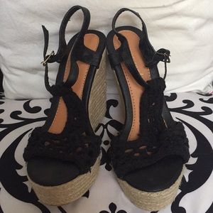 Black Crochet Wedges